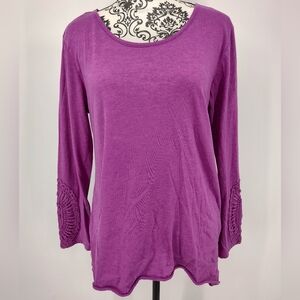 Bit & Bridle Women's Long Sleeve Top With Pockets - Purple Size Medium
